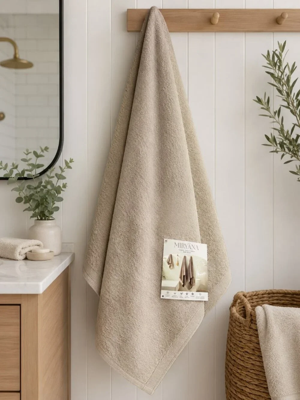 Miryana Organic Turkish Cotton Bath Sheet Set of 2 Mushroom 35x68 New